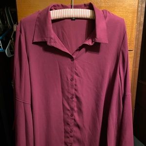 Maroon Button-down Top, Size L